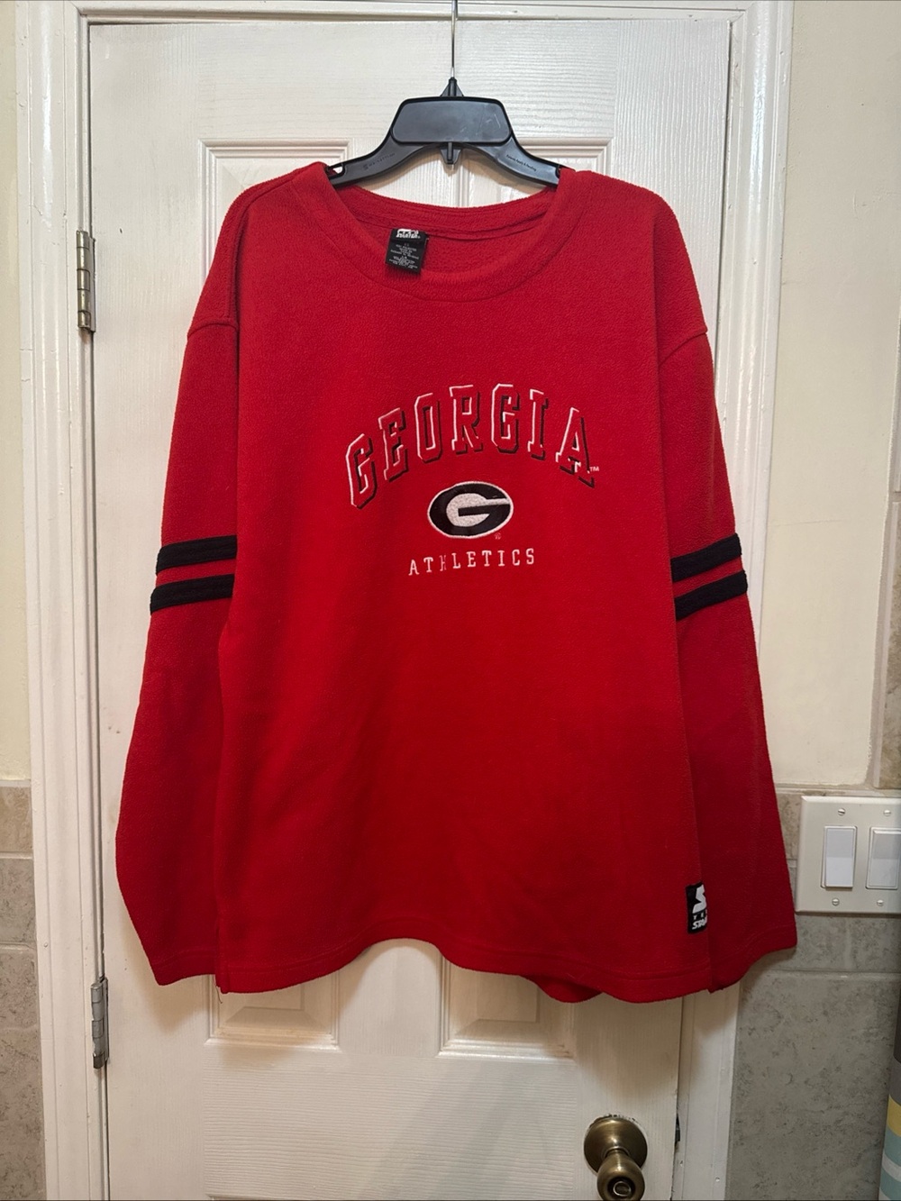Vintage Starter Georgia Bulldogs Red/Black Fleece Pullover Sweatshirt Men's L